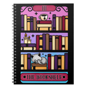 Caderno Espiral Notebook Cozy Reader Bookshelf Tarot