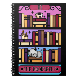 Caderno Espiral Notebook Cozy Reader Bookshelf Tarot