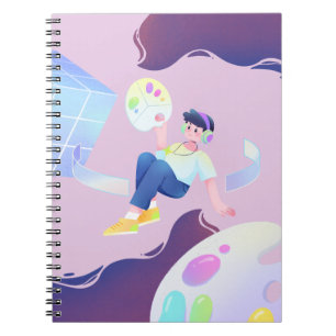 Caderno Espiral Notebook Creative Cartoon - Cores de Pastel
