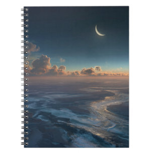 Caderno Espiral Notebook Crescent Moon Ocean Horizon