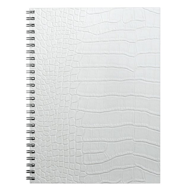 Caderno Espiral Notebook Crocodilo Branco com Impressão de Pele (Frente)