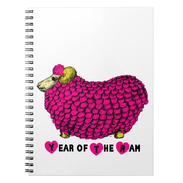 Caderno Espiral Notebook Curioso, Rosa, Chinês, Ano Zodiodónico (Frente)