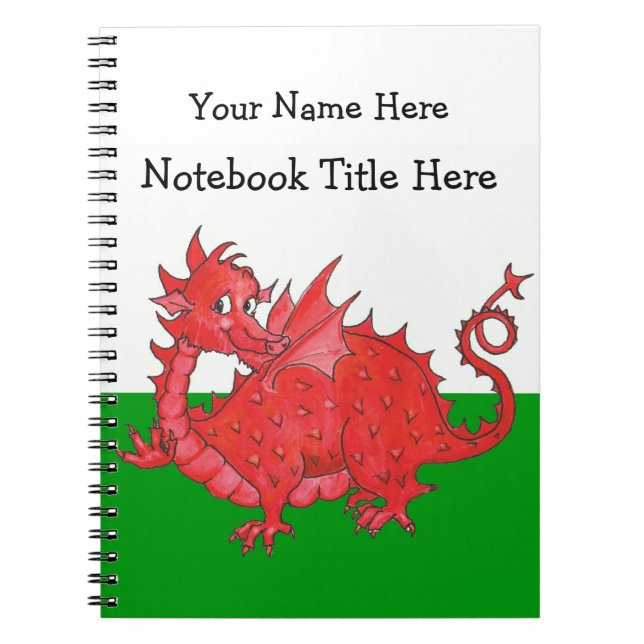 Caderno Espiral Notebook Cute Welsh Red Dragon Personalizável (Frente)