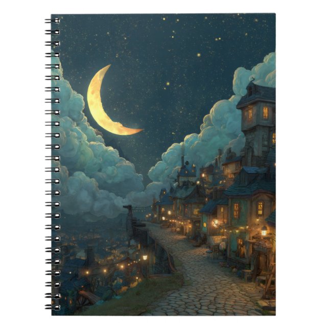 Caderno Espiral Notebook da Aldeia Lanterna Crescente (Frente)