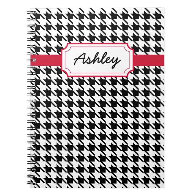 Caderno Espiral Notebook da escola de Diário Houndstooth Personali (Frente)