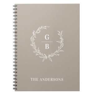 Caderno Espiral Notebook da família Monogramas Elegante Iniciais P