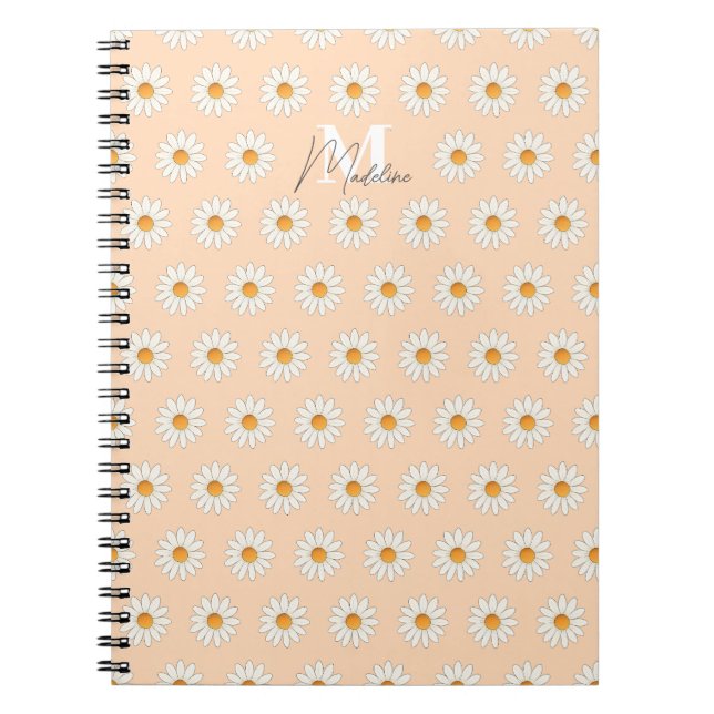 Caderno Espiral Notebook Daisy Floral Spiral - Nome Personalizado (Frente)