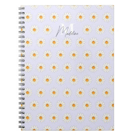 Caderno Espiral Notebook Daisy Floral Spiral - Nome Personalizado