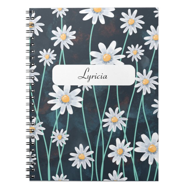 Caderno Espiral Notebook Daisy Pattern - Design floral para todos (Frente)