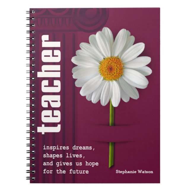 Caderno Espiral Notebook Daisy Personalizado Sorrindo para Profess (Frente)