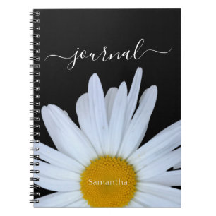 Caderno Espiral Notebook Daisy Photo Black Diário Spiral