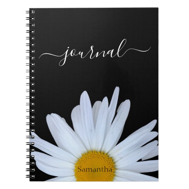 Caderno Espiral Notebook Daisy Photo Black Diário Spiral (Frente)