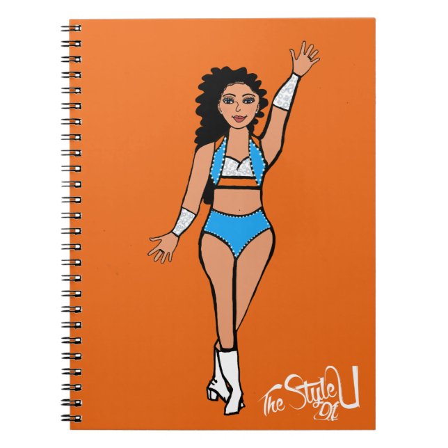 Caderno Espiral Notebook Dançarino Azul Claro / Branco / Laranja (Frente)