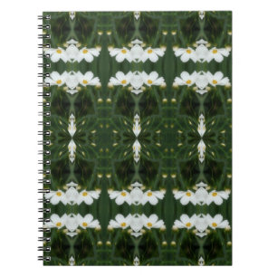 Caderno Espiral Notebook de Abstrato de arte White Cosmos Flowers
