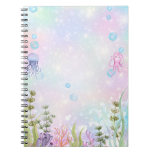 Caderno Espiral Notebook de água sob o mar de sereia