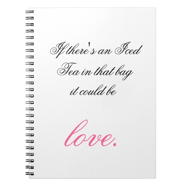Caderno Espiral notebook de amor com chá gelado (Frente)