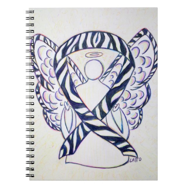 Caderno Espiral Notebook de anjo de anjo com sensibilização Zebra  (Frente)