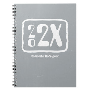 Caderno Espiral Notebook de ano de classe funky de Cinza prateada