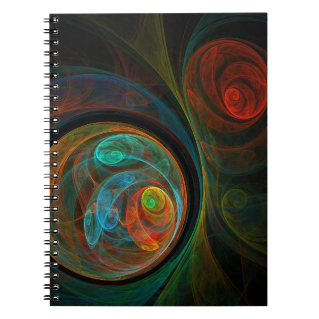 Caderno Espiral Notebook de Arte Abstrato Azul de Renascimento (Frente)