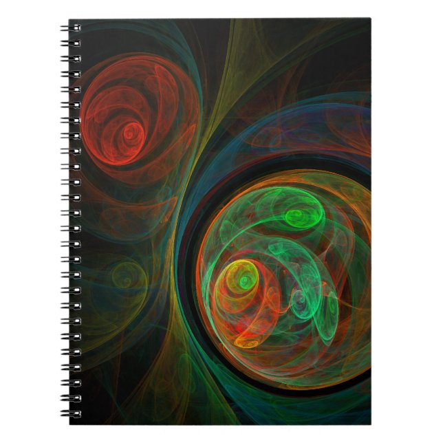 Caderno Espiral Notebook de Arte Abstrato Verde de Renascimento (Frente)