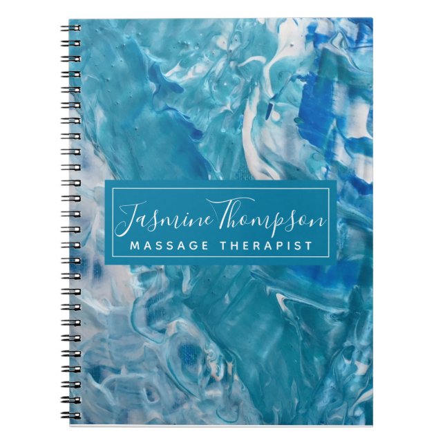 Caderno Espiral Notebook de arte azul-Abstrato moderno (Frente)