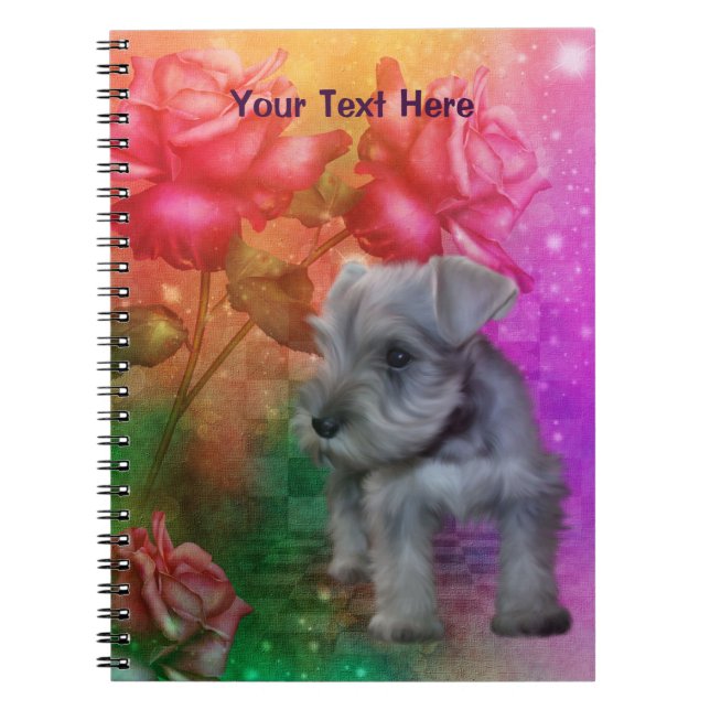 Caderno Espiral Notebook de Arte Canina Fantasia Schnauzer (Frente)