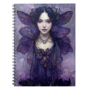 Caderno Espiral Notebook de arte de fantasia de fada gótica roxa