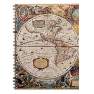 Caderno Espiral Notebook de arte do mapa das Américas Barrocas