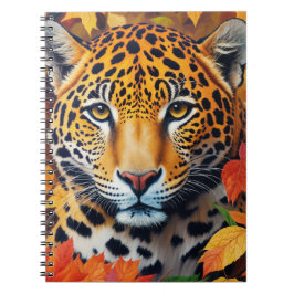 Caderno Espiral Notebook de arte felina Jaguar Autumn