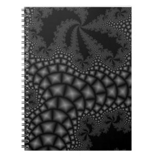 Caderno Espiral Notebook de arte fractal preto e branco