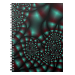 Caderno Espiral Notebook de arte frontal vermelho e teal
