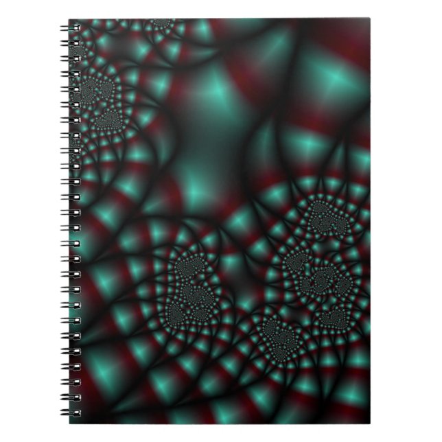 Caderno Espiral Notebook de arte frontal vermelho e teal (Frente)