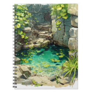 Caderno Espiral Notebook de arte oculto Primavera Crystal Piscina