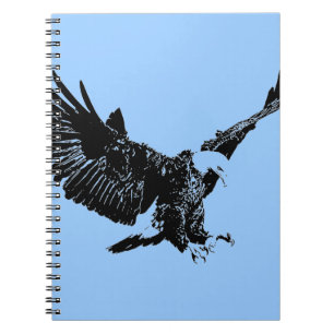 Caderno Espiral Notebook de arte Pop azul e preto