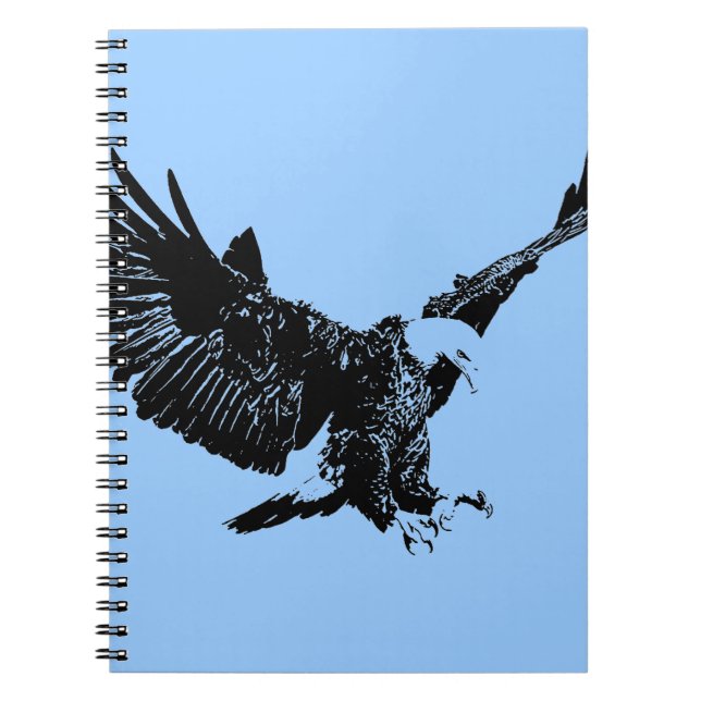 Caderno Espiral Notebook de arte Pop azul e preto (Frente)