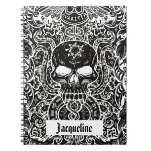 Caderno Espiral Notebook de arte preto-gótico personalizado