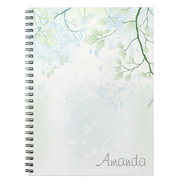 Caderno Espiral Notebook de árvores e folhas moles (Frente)