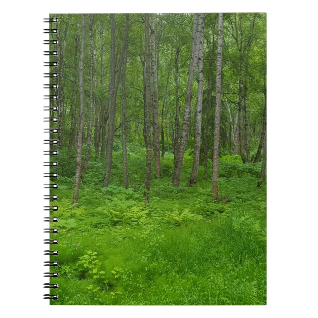 Caderno Espiral Notebook de aventura florestal de verão do Alasca  (Frente)