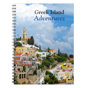 Caderno Espiral Notebook de Aventuras nas Ilhas Gregas Simi