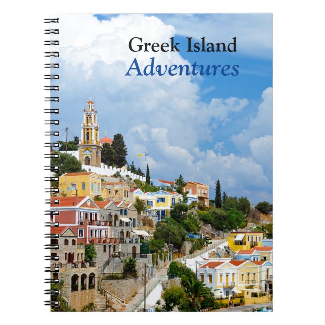 Caderno Espiral Notebook de Aventuras nas Ilhas Gregas Simi (Frente)