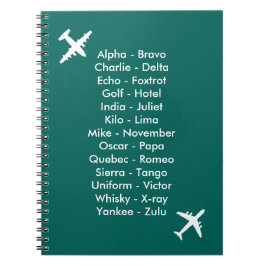 Caderno Espiral Notebook de avião alfabético alfabético azul de av