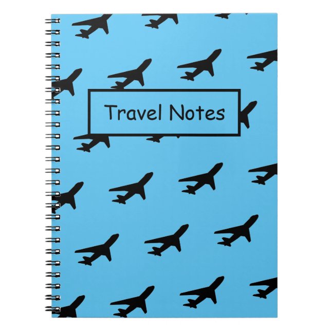 Caderno Espiral Notebook de avião com padrão de avião e espiral co (Frente)