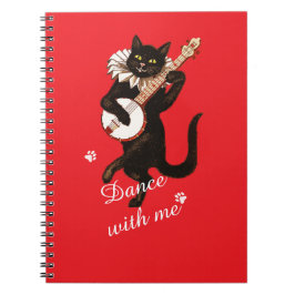 Caderno Espiral Notebook de Banjo de Gato Preto Retroativo - Dança