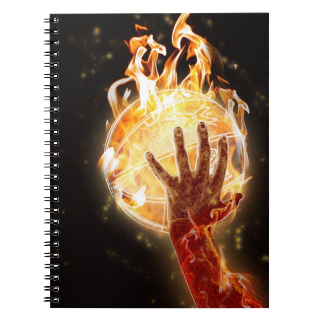 Caderno Espiral Notebook de basquete contra fogo (Frente)