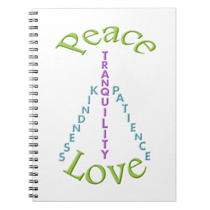 Caderno Espiral Notebook de bondade de Tranquilidade de Paz