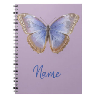 Caderno Espiral Notebook de borboleta roxo