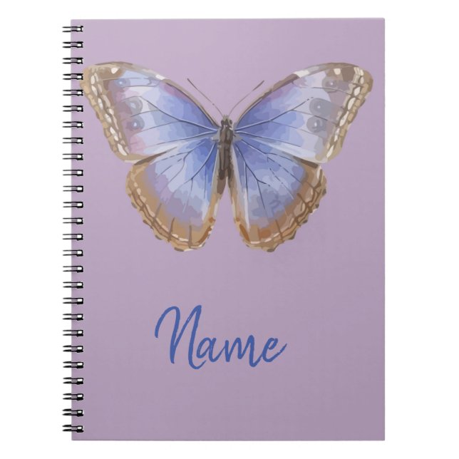 Caderno Espiral Notebook de borboleta roxo (Frente)