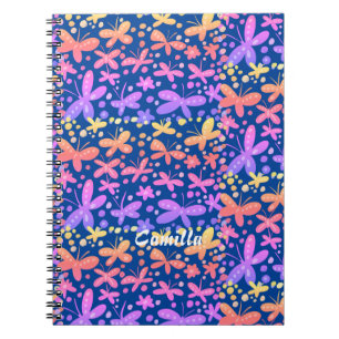 Caderno Espiral Notebook de borboletas coloridas
