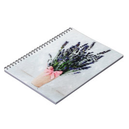 Caderno Espiral Notebook de Buquê de Aquarela lavanda