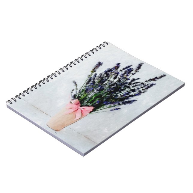 Caderno Espiral Notebook de Buquê de Aquarela lavanda (Left Side)